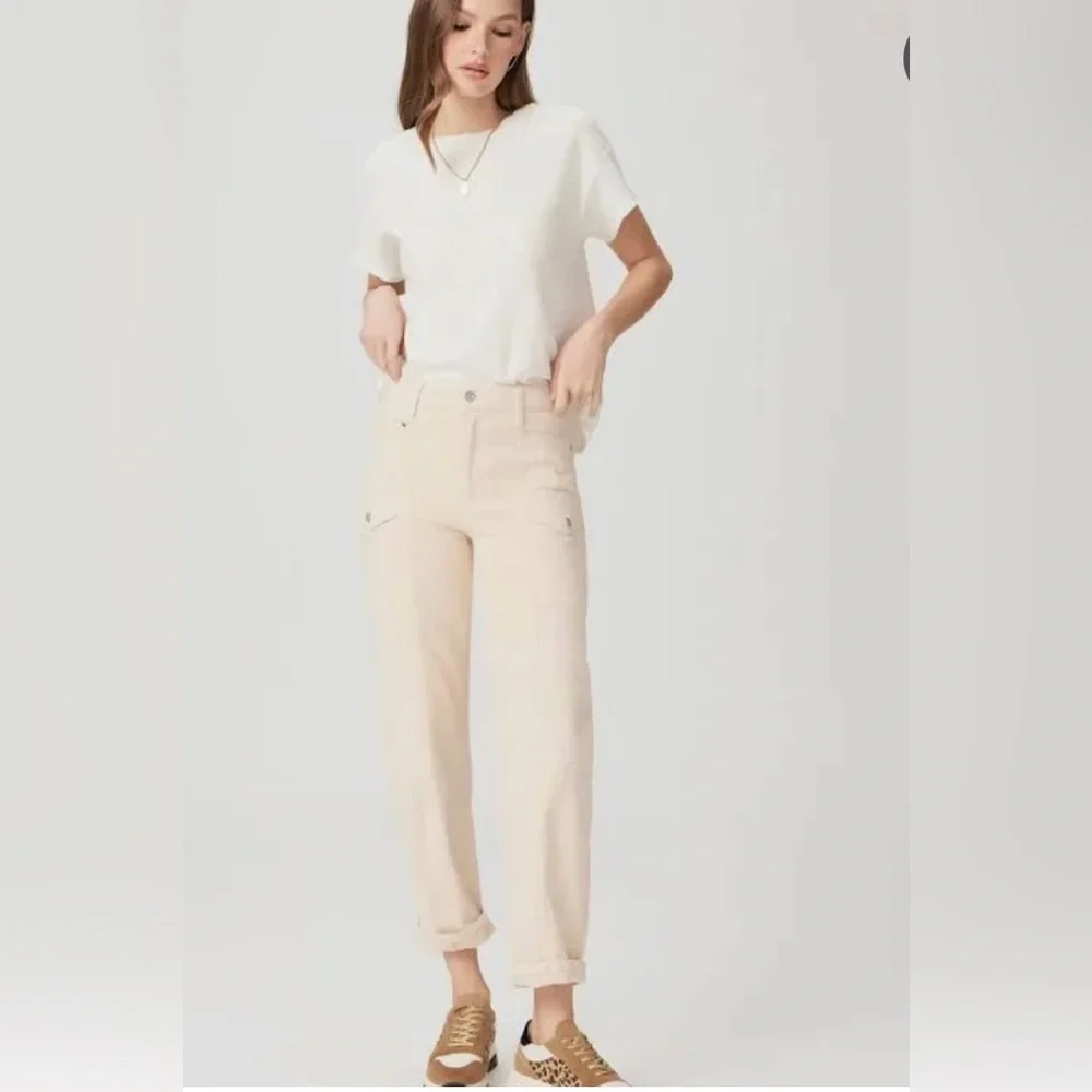 Paige Alexis High Rise Tapered Cargo Jeans in Blonde Sand Size 29 - Picture 1 of 12